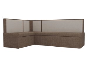 Кухонный угловой диван Кристина левый угол | Коричневый | Бежевый