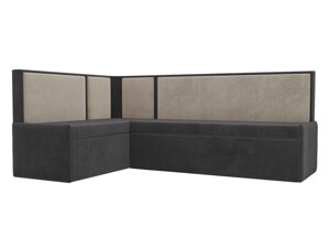 Кухонный угловой диван Кристина левый угол | Серый | Бежевый
