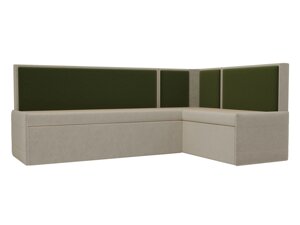 Кухонный угловой диван Кристина правый угол | Бежевый | Зеленый