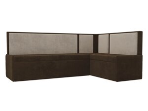 Кухонный угловой диван Кристина правый угол | Коричневый | Бежевый