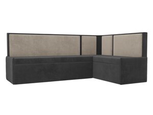 Кухонный угловой диван Кристина правый угол | Серый | Бежевый