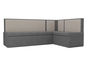 Кухонный угловой диван Кристина правый угол | Серый | Бежевый