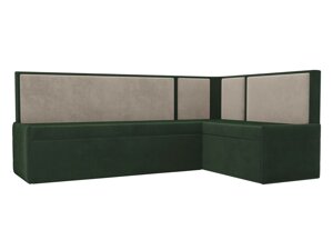 Кухонный угловой диван Кристина правый угол | Зеленый | Бежевый