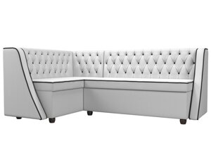 Кухонный угловой диван Лофт левый угол | Белый | Черный
