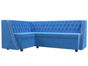 Кухонный угловой диван Лофт левый угол | голубой | бежевый