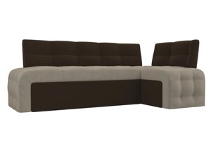 Кухонный угловой диван Люксор | бежевый | коричневый