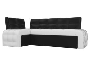 Кухонный угловой диван Люксор левый угол | Белый | Черный