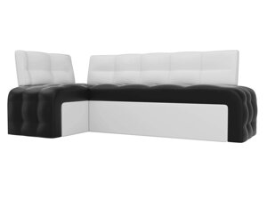 Кухонный угловой диван Люксор левый угол | Черный | Белый