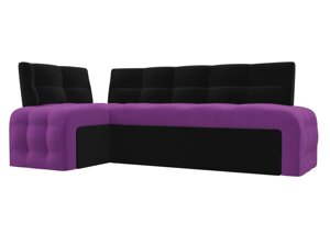 Кухонный угловой диван Люксор левый угол | Фиолетовый | Черный