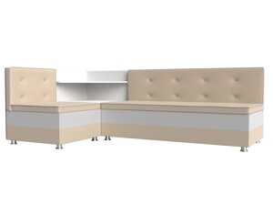 Кухонный угловой диван Милан левый угол | Бежевый | Белый