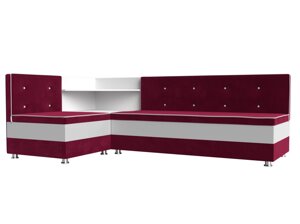 Кухонный угловой диван Милан левый угол | Бордовый | Белый