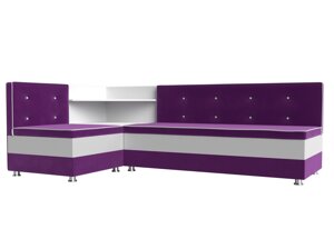 Кухонный угловой диван Милан левый угол | Фиолетовый | Белый