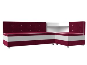 Кухонный угловой диван Милан правый угол | Бордовый | Белый