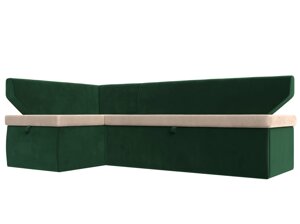 Кухонный угловой диван Омура левый угол | бежевый | зеленый