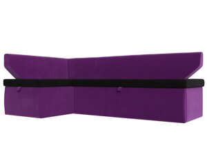 Кухонный угловой диван Омура левый угол | черный | фиолетовый