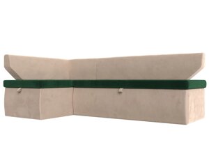 Кухонный угловой диван Омура левый угол | Зеленый | Бежевый