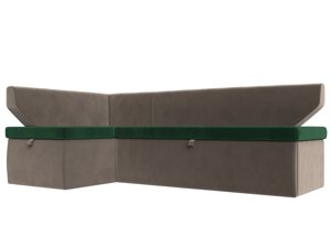 Кухонный угловой диван Омура левый угол | зеленый | коричневый