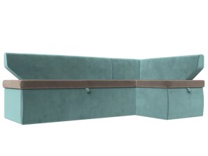 Кухонный угловой диван Омура правый угол | Коричневый | Бирюзовый