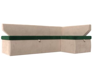Кухонный угловой диван Омура правый угол | Зеленый | Бежевый