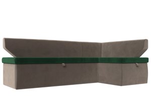 Кухонный угловой диван Омура правый угол | зеленый | коричневый