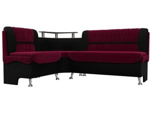 Кухонный угловой диван Сидней левый угол | Бордовый | Черный