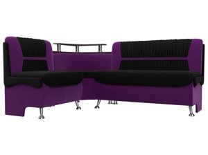 Кухонный угловой диван Сидней левый угол | черный | фиолетовый