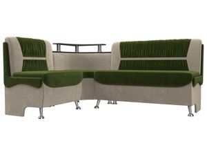 Кухонный угловой диван Сидней левый угол | Зеленый | Бежевый
