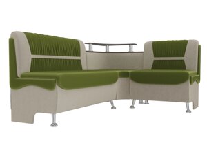 Кухонный угловой диван Сидней | Зеленый | Бежевый