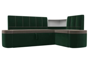 Кухонный угловой диван Тефида | бежевый | зеленый