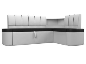 Кухонный угловой диван Тефида | Черный | Белый