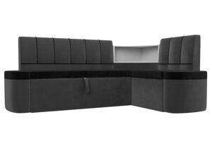 Кухонный угловой диван Тефида | черный | серый