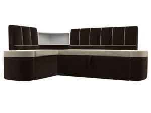 Кухонный угловой диван Тефида левый угол | бежевый | коричневый