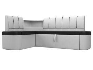 Кухонный угловой диван Тефида левый угол | Черный | Белый