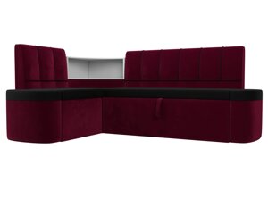 Кухонный угловой диван Тефида левый угол | Черный | Бордовый