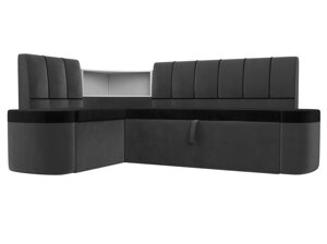 Кухонный угловой диван Тефида левый угол | черный | серый