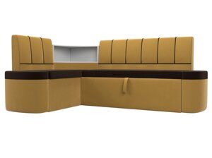 Кухонный угловой диван Тефида левый угол | Коричневый | Желтый