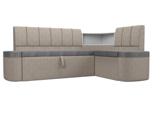 Кухонный угловой диван Тефида | серый | бежевый