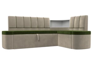 Кухонный угловой диван Тефида | Зеленый | Бежевый