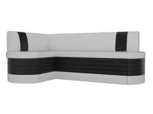 Кухонный угловой диван Токио левый угол | Белый | Черный