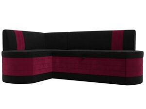 Кухонный угловой диван Токио левый угол | Черный | Бордовый