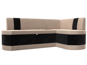 Кухонный угловой диван Токио правый угол | Бежевый | Черный