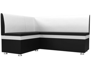 Кухонный угловой диван Уют левый угол | Черный | Белый