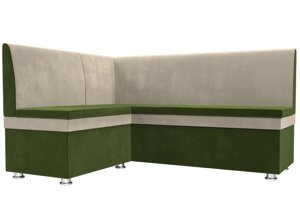 Кухонный угловой диван Уют левый угол | Зеленый | Бежевый
