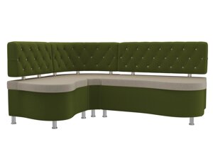 Кухонный угловой диван Вегас левый угол | бежевый | зеленый