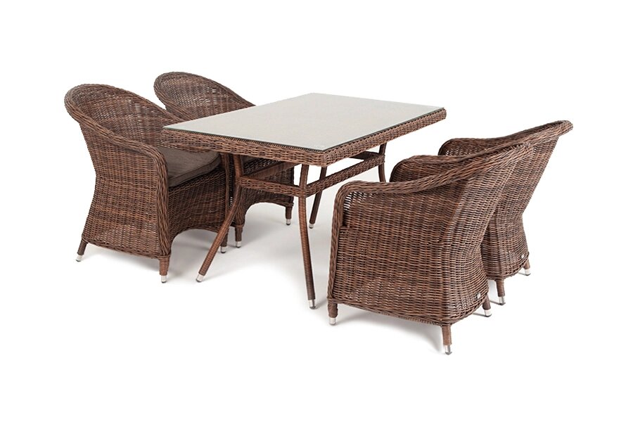 "Латте–140 R" обеденная группа плетеная, цвет коричневый от компании M-Lion мебель - фото 1