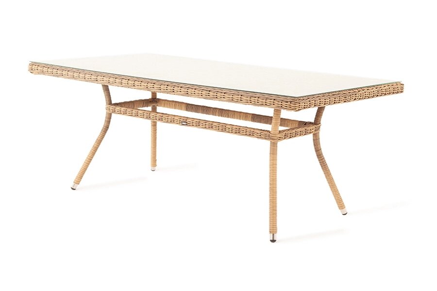 "Латте" плетеный стол из искусственного ротанга 200х90см, цвет бежевый от компании M-Lion мебель - фото 1