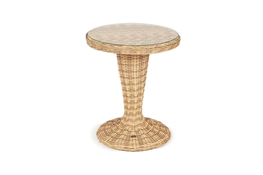 "Леванте" стол круглый из искусственного ротанга, цвет соломенный от компании M-Lion мебель - фото 1
