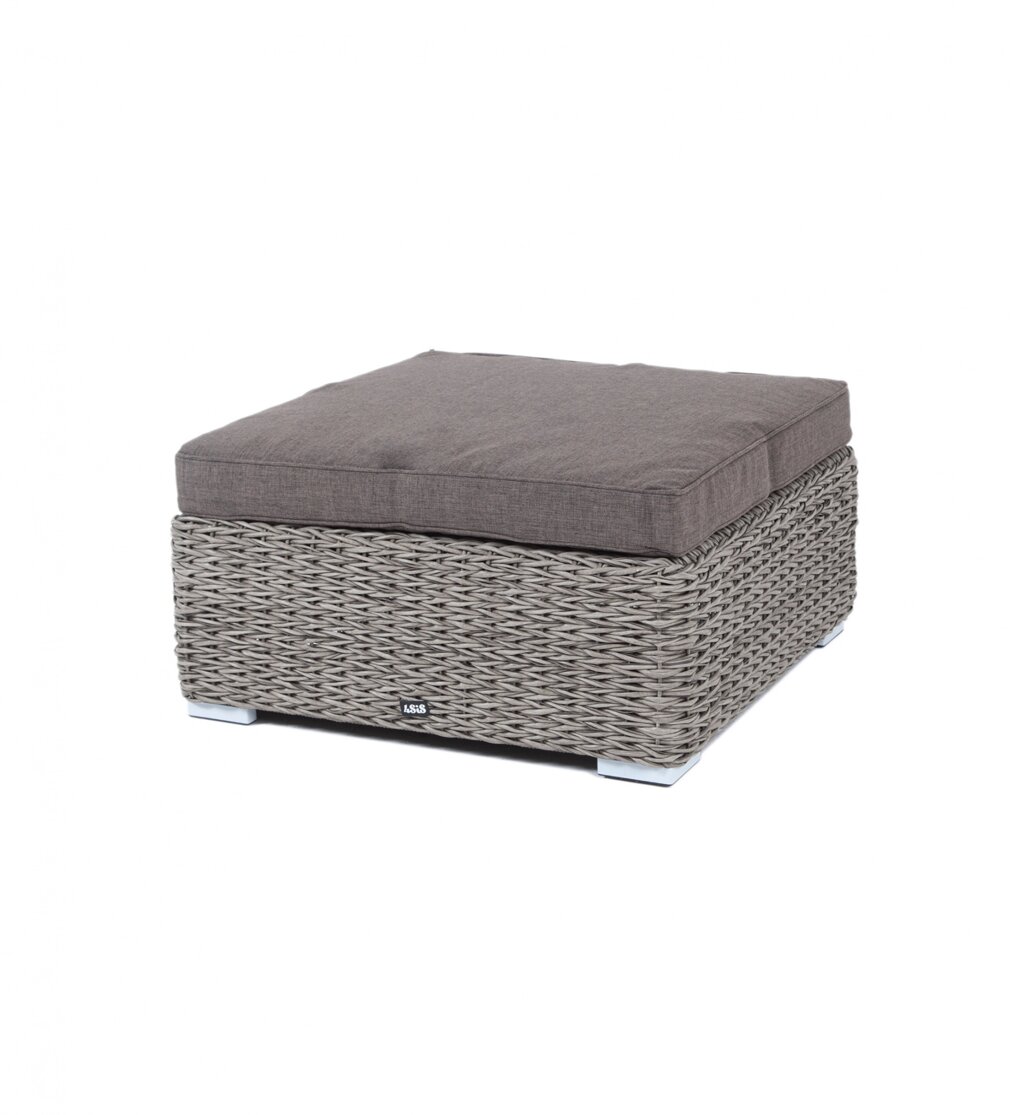 "Лунго" плетеная оттоманка с подушкой (гиацинт), цвет серый от компании M-Lion мебель - фото 1