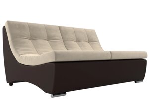Модуль Монреаль диван, микровельвет, бежевый, коричневый