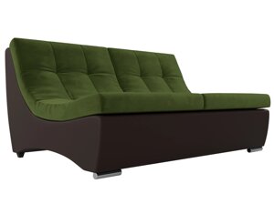 Модуль Монреаль диван, микровельвет, зеленый, коричневый